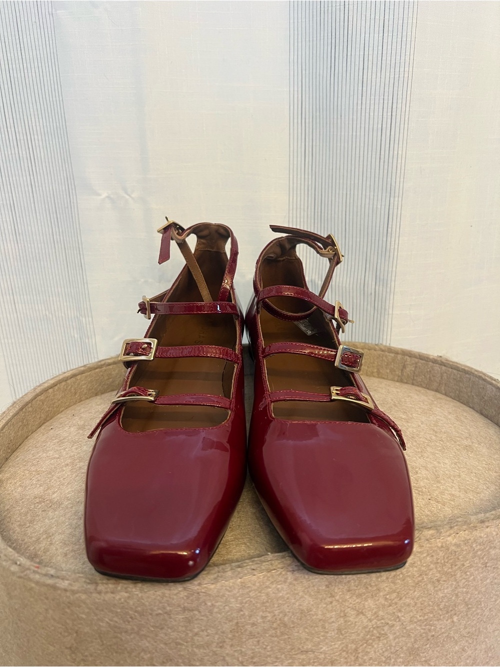 Brand New ALOHAS Luke Burgundy Patent Leather Mary Jane Flats!